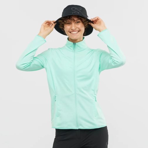 Turquoise Salomon Essential Lightwarm Full Zip Women's Jackets | PH 50467F